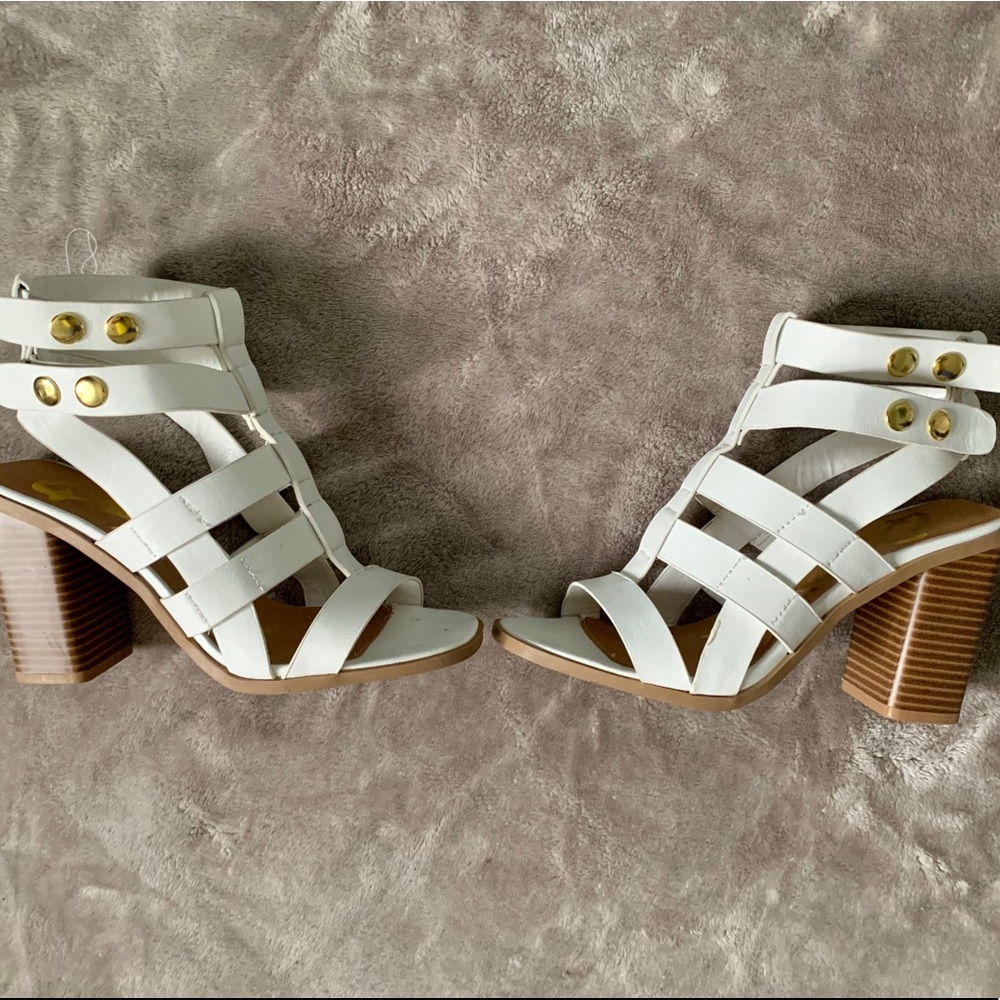 White Summer Block Heels
